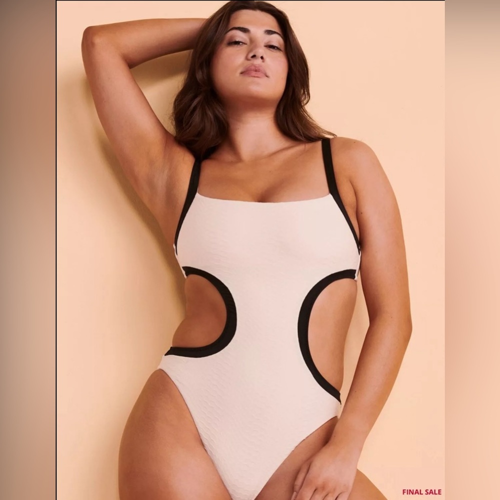 Sanctuary Beige Snake Bite Open Back Square Neck Monokini One Piece Swimsuit XL